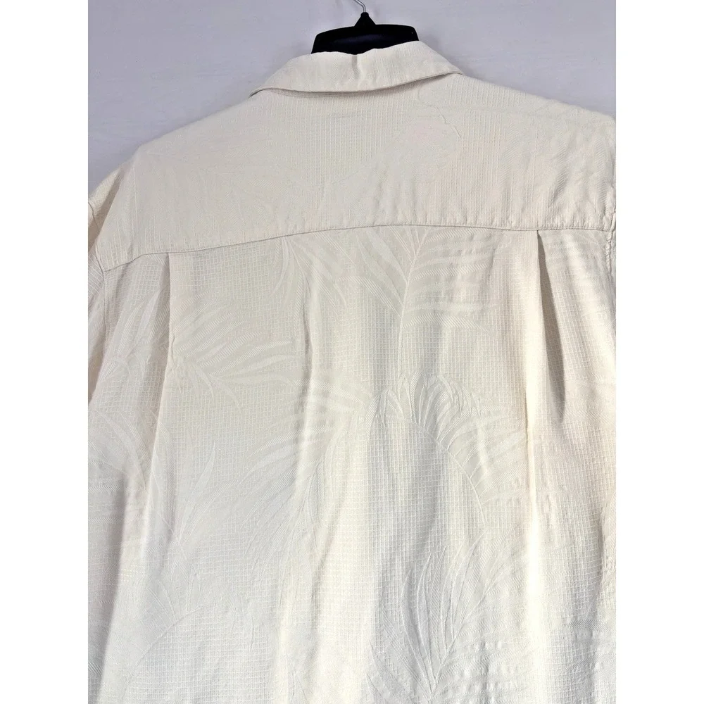 Jamaica Jaxx Mens Cream Casual Button Down Shirt‎ Short Sleeve Silk Medium